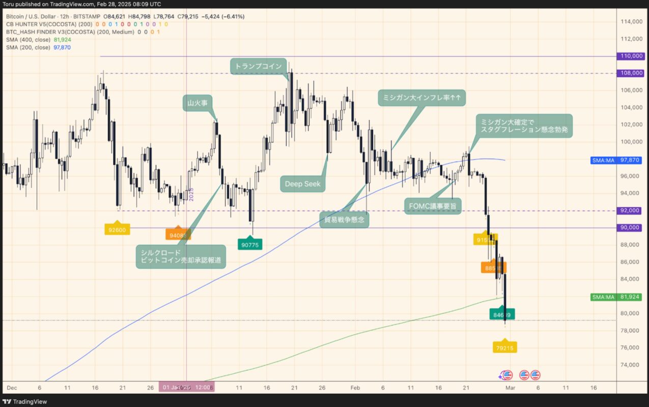 ガス抜きで下落したビットコインは買い場に到達か？(2025年2月28日) - ココスタ：投資で生き抜く知恵はここで完結する