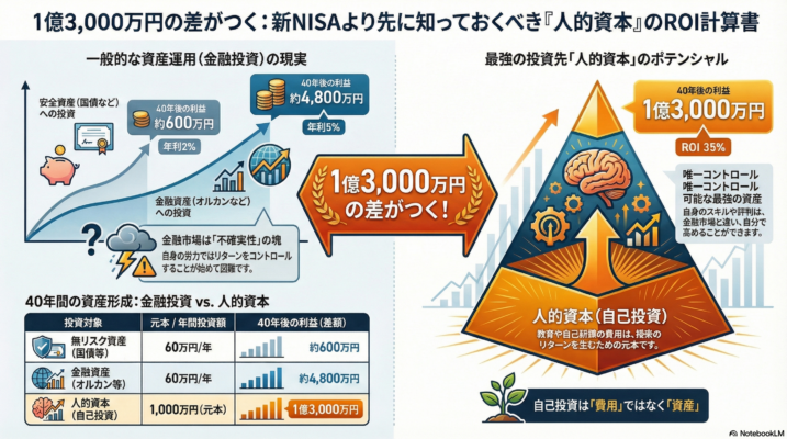 人的資本のROI計算書 - 40年間の資産形成シミュレーション