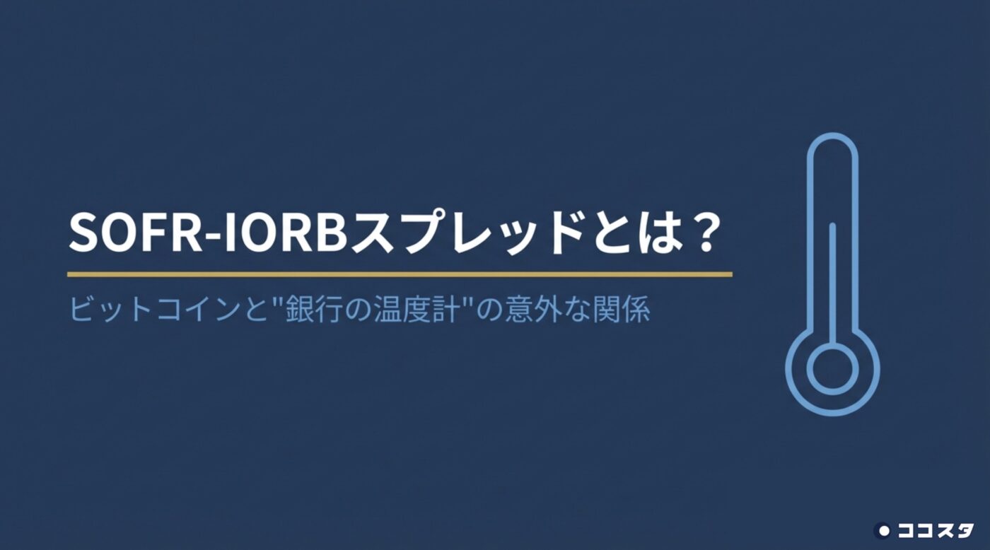 IORB-SOFRスプレッドとは?ビットコインと銀行の温度計の意外な関係を解説するタイトルスライド