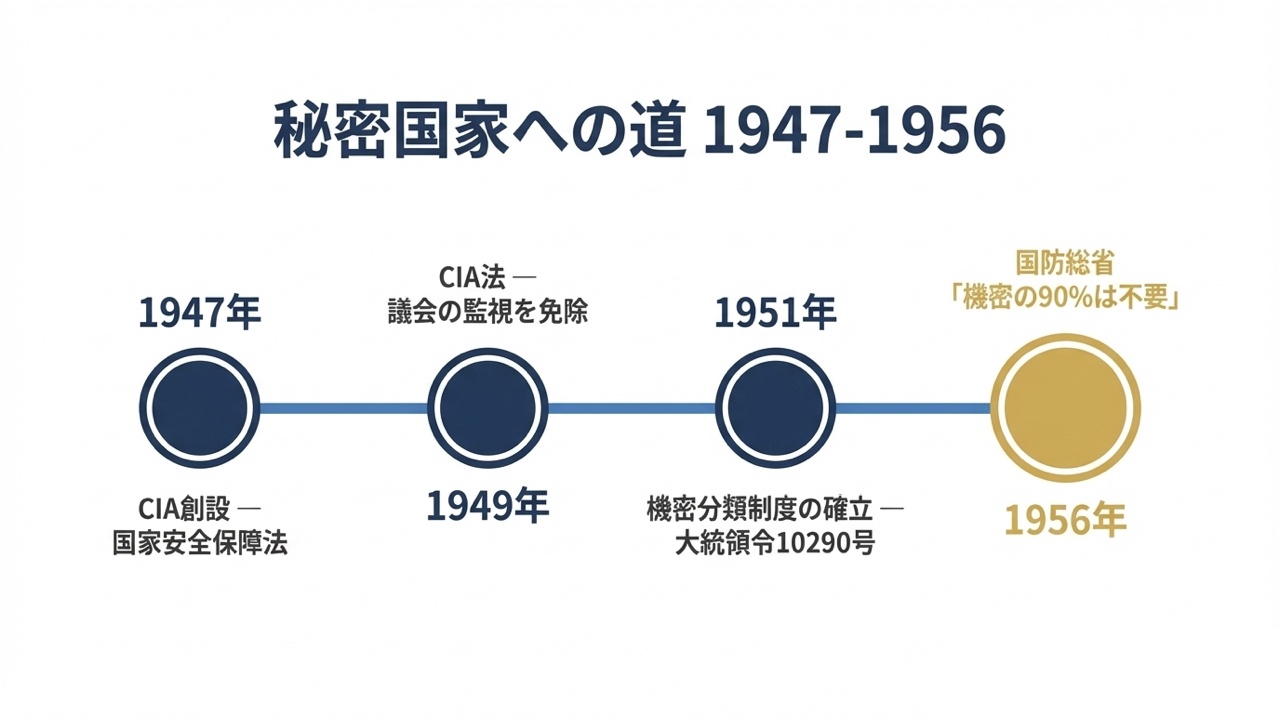 秘密国家への道 1947-1956 タイムライン
